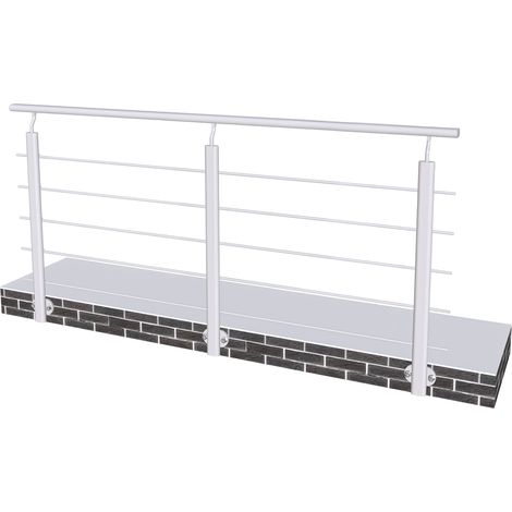 Ringhiera Parapetto in Alluminio Argento Opaco 200x100cm per interni ed esterni a Fissaggio a Parete (1/5)