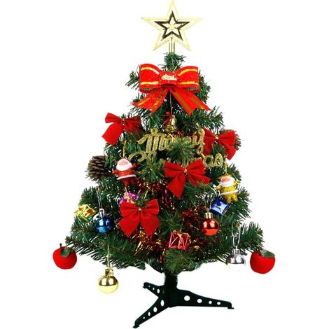 Sapin de Noel Artificiel Petit Sapin de Noel avec Decoration et Ornements de Base pour Les Vacances en Hiver (60cm) (1/5)