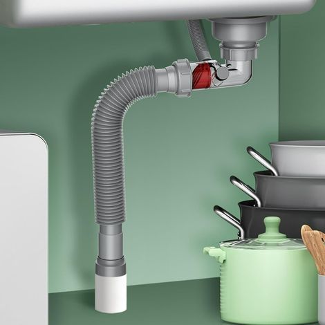 1/2 Pièce(s) Raccord d'évier de cuisine à trois voies, accessoire de tuyau d'évacuation de 45mm, valve anti-retour et anti-odeur, adaptée pour éviers pour laver des légumes ou éviers de main 2 pièces. (1/3)