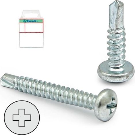 blister tornillo broca cabeza alomada din 7504-n cincado larg.r/chapa 13mm ø rosca chapa 4.2mm