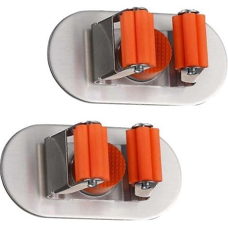 2 supports multifonctions auto-adhésifs en acier inoxydable de 3 m pour balai et serpillière, outils de jardin, etc. (1/5)