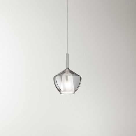 Vetro  1 luce attacco E27  fume specchiato Rain d.20cm rosone acquistabile separatamente