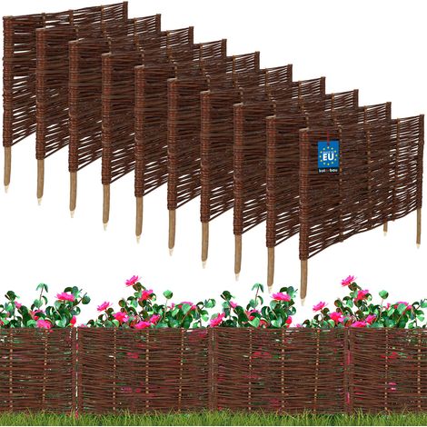 KOTARBAU® Gartenzaun-Palisaden-Einfassung, Weidengeflecht-Zaun, 60 x 40 cm, 10er-Set