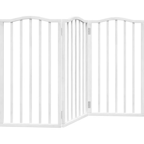 Barrière de sécurité pour chien animaux de compagnie pliable 3 panneaux 150 cm bois de peuplier blanc (1/5)
