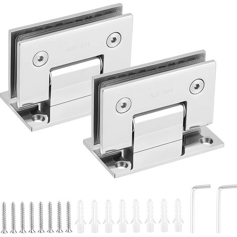 2 Pack Glass Door Hinges, Stainless Steel Shower Door Hinges 90 Degrees (1/5)