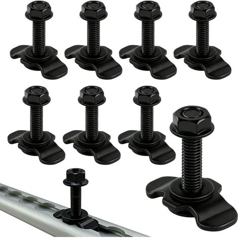Lot de 8 raccords à vis M8 x 40 mm pour rail d'arrimage : raccord à vis M8 pour rail d'arrimage, raccord Airline pour caravanes, camionnettes et remorques (noir) (1/5)