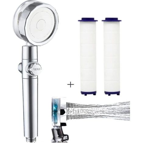 Pommeau de douche haute pression avec filtre, pommeau de douche pour eau dure, pommeau de douche puissant pour basse pression, pommeau de douche turbo spa avec réglage de la pression d'eau (1/5)