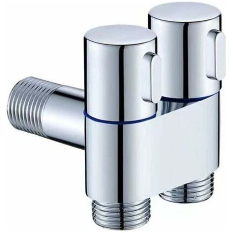 G1/2 0,2 cm Doppelsteuerungs-Wasserhahn für Toilettenwaschmaschinen, Dreiwege-Fülldreieckventil, Doppelsteuerungs-Eckventil