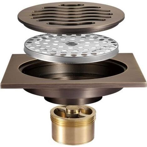 BARKBUSTERS Drain de Douche 100x100mm Siphon de Sol Carré Laiton Caniveau de Douche Anti-Odeur Drain de Plancher pour Salle de Bain (1/5)