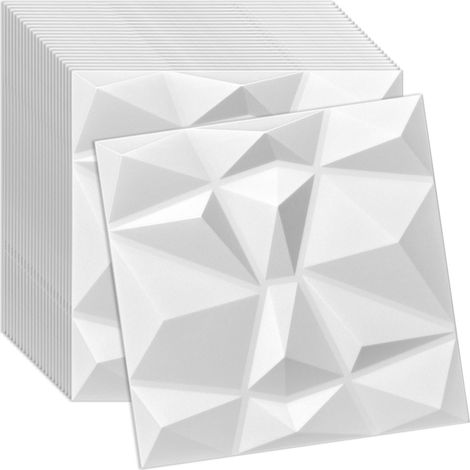 3D Wandpaneel Polystyrol - 50x50 cm - 24 Stück - Weiß - Dekorativ - Einfache Montage - Modernes Design, Wand- & Deckenverkleidung