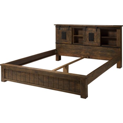 RAILWAY 443 Letto matrimoniale in legno di mango - laccato / marrone 180x200
