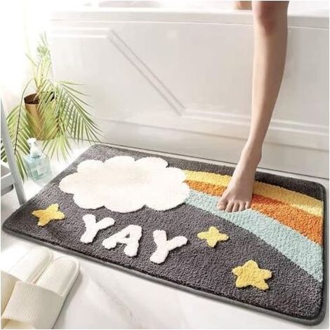Tapis Salle de Bain Moelleux Absorbant Antidérapant, Tapis de Bain Extra Doux(Rainbow Cloud, 50 x 80 cm) (1/4)