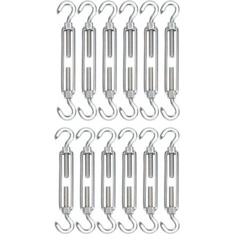 304 Edelstahl-Seilspannschlösser, 12er-Pack, verstellbar von 115 mm bis 180 mm, Hakenschraubenbefestigung für optimale Spannung (1/5)