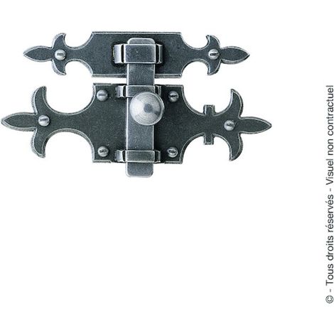Targette rustique 679 en applique à pêne plat acier cémenté patiné largeur 40 mm - BOUVET NOUVELLE