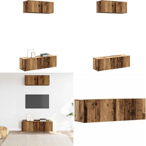 vidaXL Ensemble de meuble TV mural 2 pcs vieux bois bois d'ingénierie (1/5)