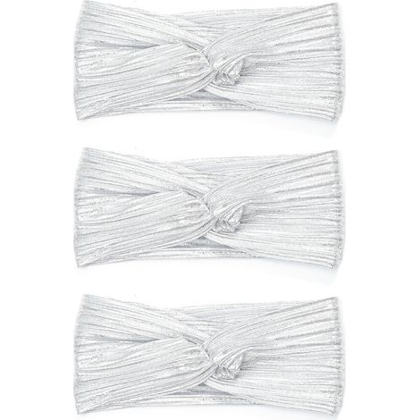 Lot de 3 bandeaux pour bébé, élastiques et froissés, avec grand nœud métallique, accessoires pour cheveux, bandeaux pour femmes et filles