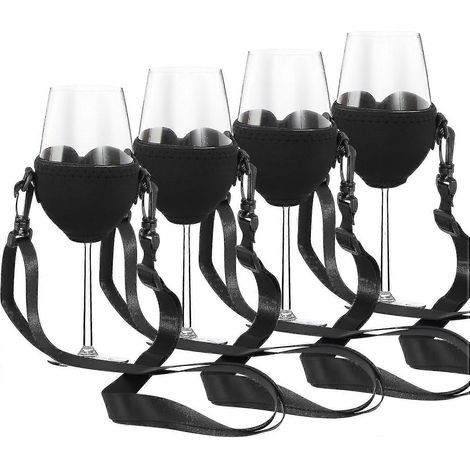 Lot de 4 porte-verres à vin suspendus, porte-verres à vin suspendus, porte-verres à vin pour fêtes, Noël, anniversaire, mariage (noir) (1/5)