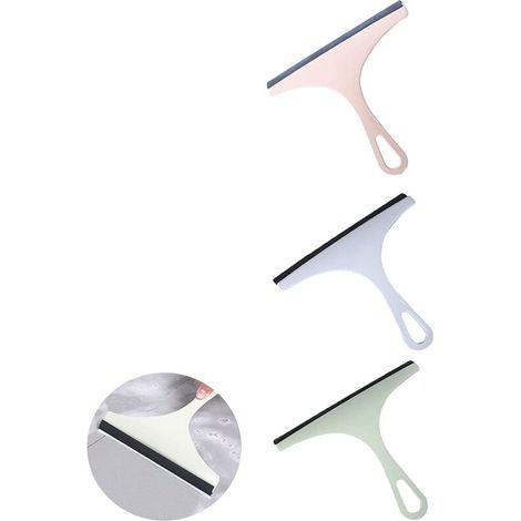 Lot de 3 grattoirs en silicone pour douche, avec tirette, pour fenêtres, vitres, portes de douche, pare-brise de voiture, nettoyant vitres haute résistance