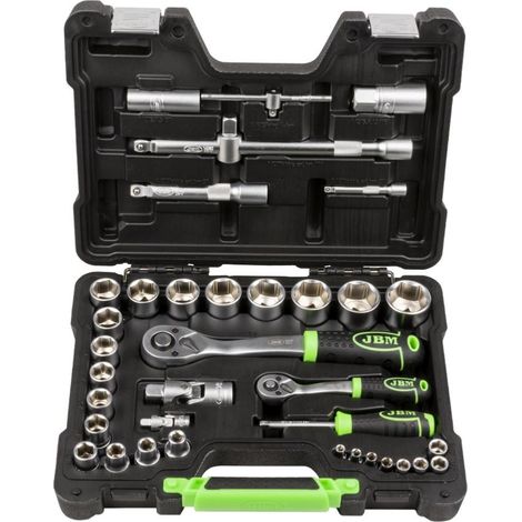 Set di bussole in pollici (IMPERIAL, US) con cricchetti e accessori 1/4" e 1/2" - 37 pz.