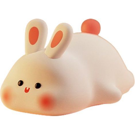 Veilleuse lapin souple en silicone avec allumage tactile, lampe d'ambiance rechargeable pour table de chevet et décoration ludique (1/5)