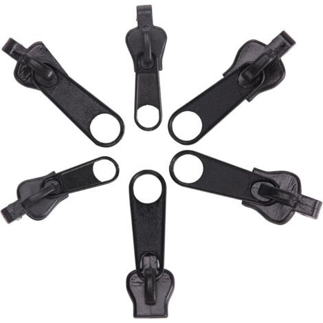 Lot de 6 curseurs de fermeture éclair noirs en métal pour sac à dos, vestes, manteaux, bottes, vêtements et fournitures de couture, tirette de rechange, réparation de fermeture éclair