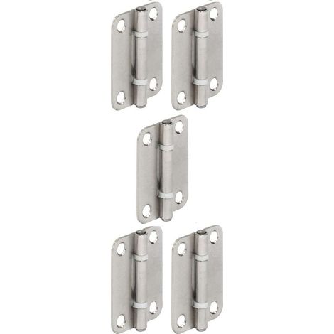 cerniere in acciaio nichelato per porte scorrevoli a libro, forma a lama arrotondata, perno rivettato e cuscinetti lisci in plastica, adatte per mobili/armadi, 40 x 30 mm (1/2)