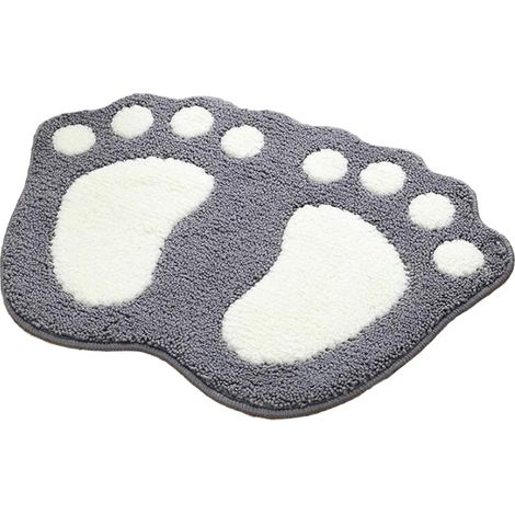 Tapis bain microfibre absorbant antidérapant gris 40x61cm (1/4)