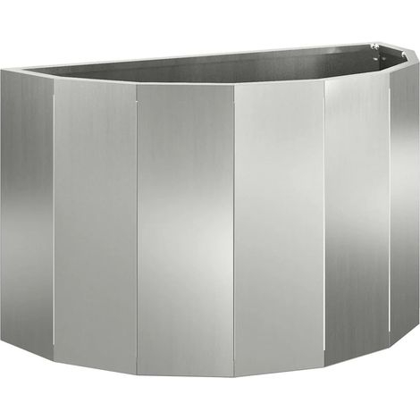 jardinera semicircular moderna para exterior 60 x 30 x 35 cm de acero galvanizado plata 020052941 (1/5)