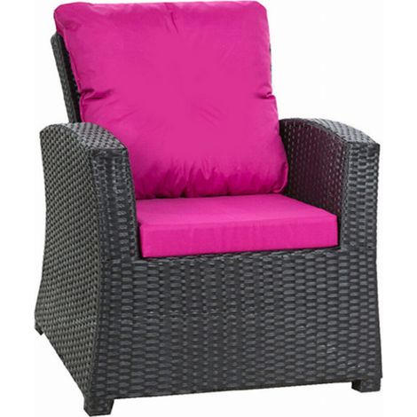 Coussins de fauteuil tressé en résine 56x52x7+56x50 2pcs Coussin de jardin Rose Coussin de chaise extérieur avec dossier ensemble de salon rotin