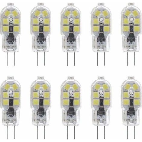 10-Pack G4 2W LED Ampoule pour les Ampoules de Hotte, AC/DC 12V, 20W Ampoules Halogènes Équivalent, 200LM, Bi-Pin avec Couvercle en PVC Transparent, Blanc Froid 6000K, Non-dimmable (1/4)