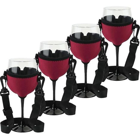 4-teiliges Set tragbarer Weinglashalter mit Gurt und Weinglasständer B-- (1/5)
