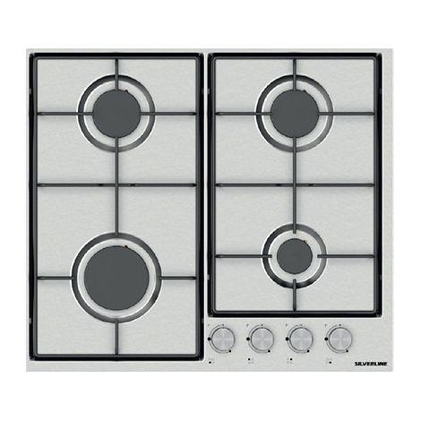 Silverline AS5238X01. Colore del prodotto: Acciaio inox, Posizionamento dell'apparecchio: Da incasso, Dimensione della larghezza del piano cottura: 58 cm. Tipo di controllo: Manopola, Posizione di ...