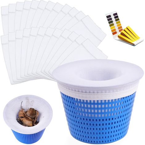 24 Stück Pool-Skimmer-Socken, waschbare und wiederverwendbare Skimmer-Socken für Skimmer-Korb, elastischer Nylon-Pool-Skimmer-Vorfilter (passend für 7–19 cm Filter)