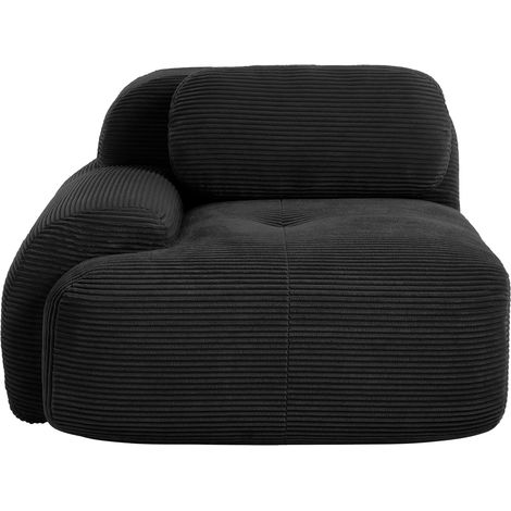Canapé d'angle modulable - Velours côtelé noir - Modulaire - Design compact - Accoudoirs incurvés (1/5)