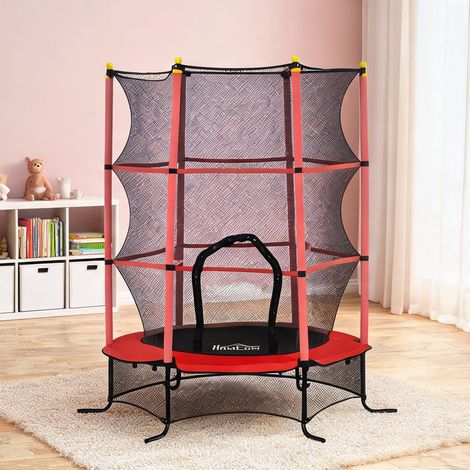 Trampoline coloris rouge en acier plastique 163 x 163 x 190 cm (1/5)