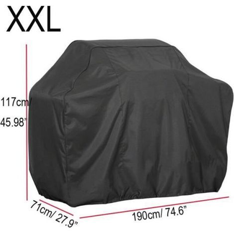Grillzubehör, Schwarze wasserdichte Grillabdeckung, Regenschutz, Geeignet für Gas-, Holzkohle- und andere Grills – XXL 190 x 117 x 71 cm (1/3)