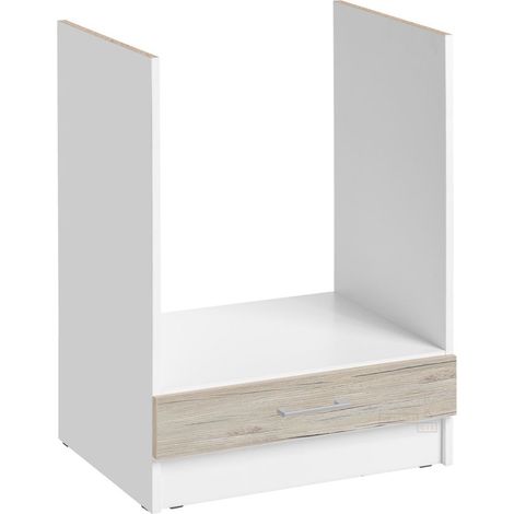 Cuisineandcie – Meuble four encastrable 60 cm – Noyer blanchi – Espace de rangement inférieur – Plinthe individuelle