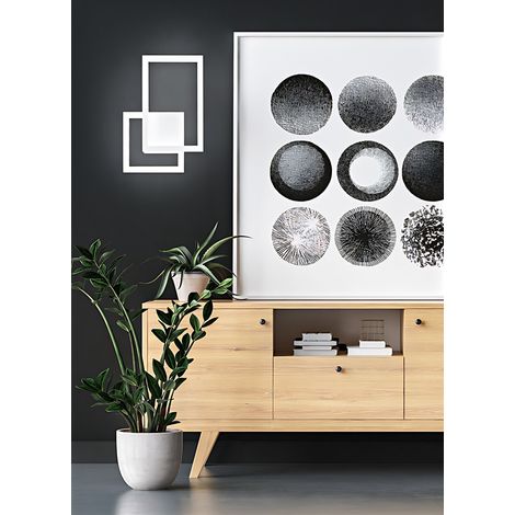 Applique Led 20W En Aluminium Blanc Mat, Design Moderne Avec Technologie Cct 3000K/4000K/6000K, Structure En Métal Et Acrylique - Perenz Art.