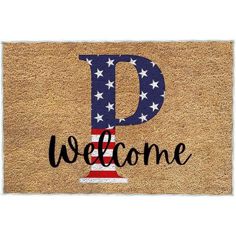 Tapis De Seuil - Tapis D'Entrée Patriote - 60 x 40 cm - Velours Cristal - Anti-Dérapant PVC - Intérieur Extérieur - 1 Pièce (1/4)