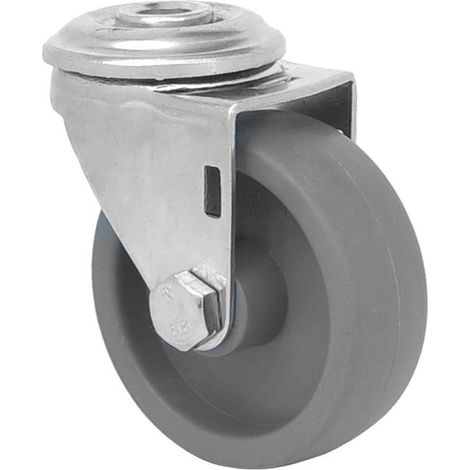 Roue de Mobilier 30mm PVC Gris avec Trou Passant (1/2)