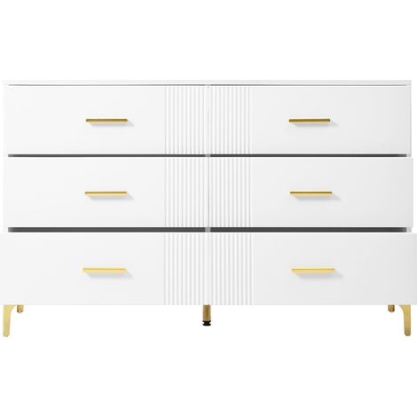 Kommode mit 6 Schubladen Weiß aus MDF 120 x 40 x 76 cm (1/5)