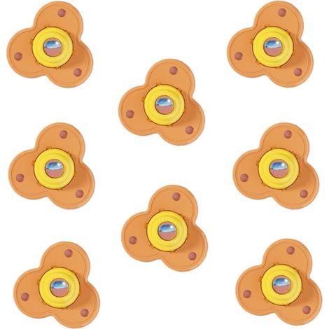 Ulisem Lot de 8 mini roulettes pivotantes en acier inoxydable, auto-adhésives, universelles, à 360 degrés, pour meubles, poubelles et conteneurs (orange) (1/4)