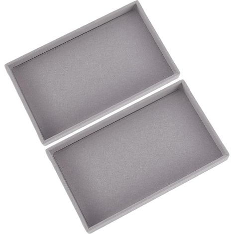 Bandeja apilable de terciopelo gris para joyas, caja de almacenamiento para cajones para collares y pendientes.