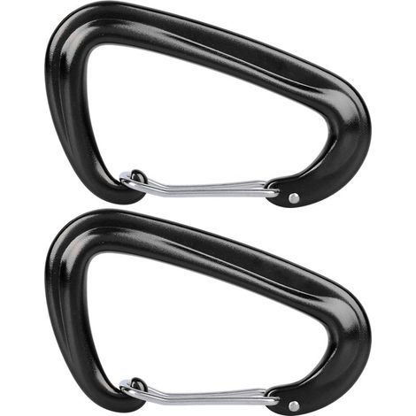 2PCS Mousqueton Noir pour Hamac Extérieur, Sécurité Escalade et Accrochage Balançoire (1/5)
