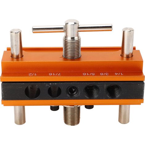 Selbstzentrierende Bohrschablone aus orange eloxiertem Aluminium, 4 Löcher, Bohrpositionierer für die Holzbearbeitung (1/5)