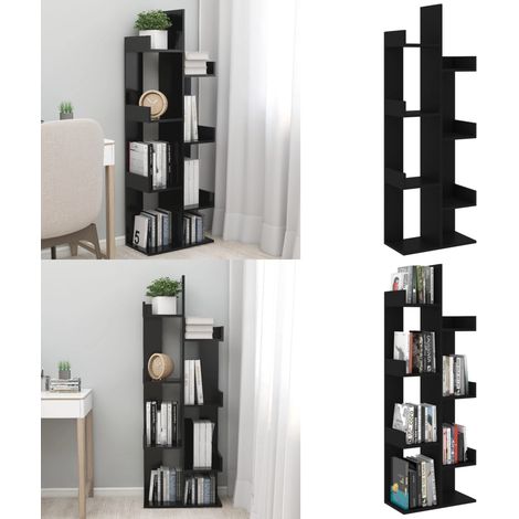 Bibliothèque Noir 48x25,5x140 cm Bois d’ingénierie - Bibliothèque - Rangement - Étagère - Livre - Décoration - Home & Living (1/5)