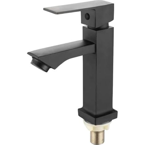 Mitigeur de lavabo, zinc, noir, pour salle de bain et vasque (1/5)
