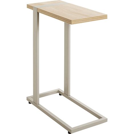 Table d'appoint étagère coloris Chêne naturel et métal gris - Longueur 24 x Profondeur 49 x Hauteur 64 cm (1/5)