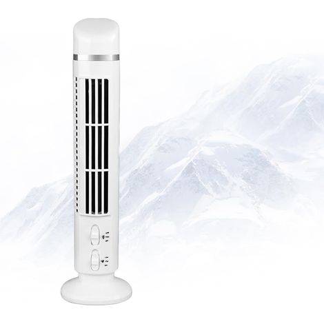 Ventilatore a torre senza pale, mini ventilatore da tavolo silenzioso, ventilatore silenzioso con luce, adatto per casa, camera da letto, ufficio e viaggi (bianco) (1/5)