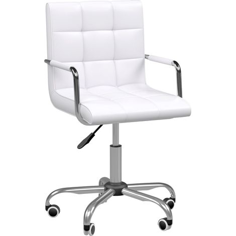 Bürostuhl Drehstuhl Kosmetikhocker Rollhocker Drehhocker Arbeitshocker Chefsessel Stuhl Schreibtischstuhl Metall Pu Weiß 52,5 X 54 X 84-99 Cm